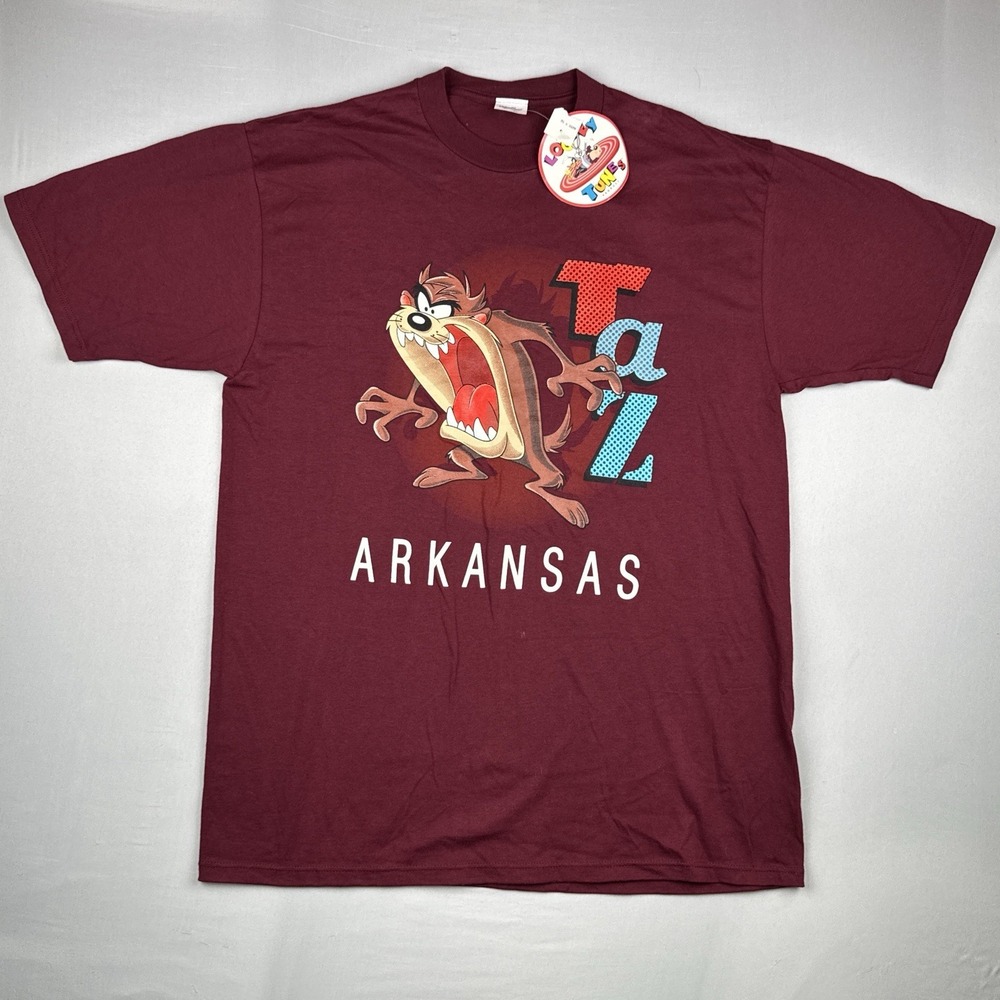 Arkansas Razorbacks Looney Tunes Taz T Shirt Vintage 90s NWT XL USA